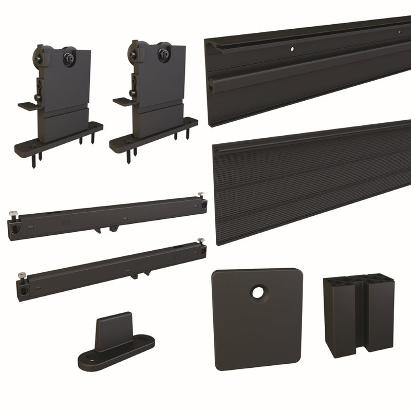 Triniti kit including wall mounted track and black handle