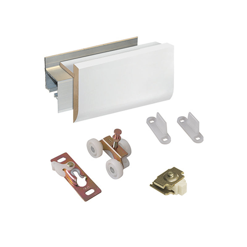 Wall mounted track and hardware with fascia