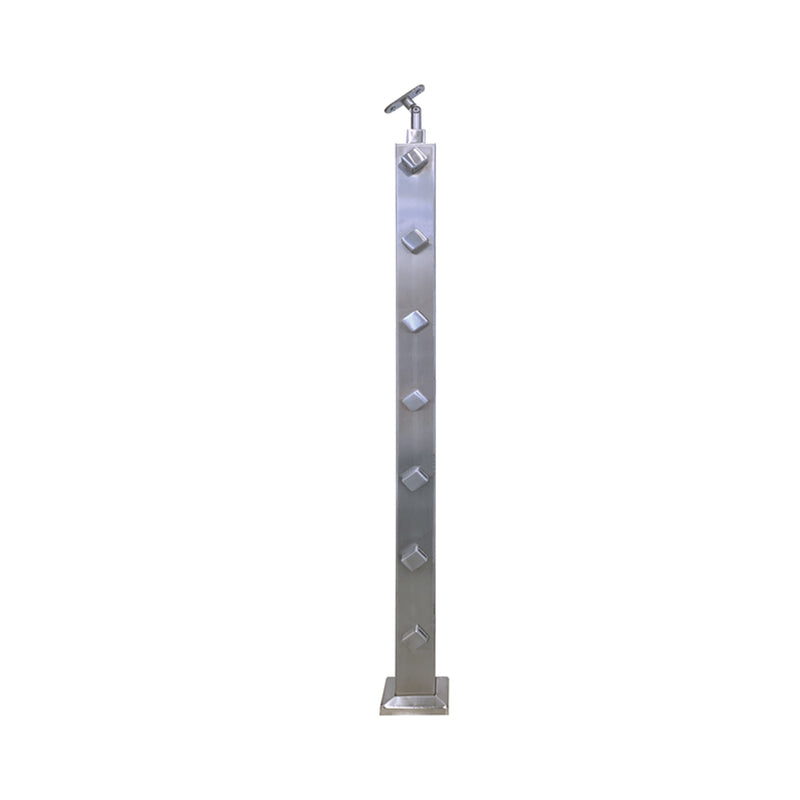Stainless steel newel with brackets 1 side